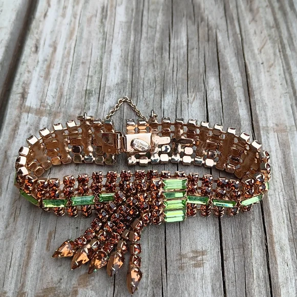 ALICE CAVINESS PARURE URANIUM GLASS 12K GOLD FILLED SET - Picture 11 of 12